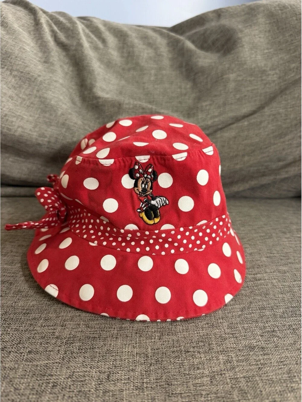 Disneyland Resort Minnie Mouse Bucket Hat Red Polka Dot Bow Youth Cotton